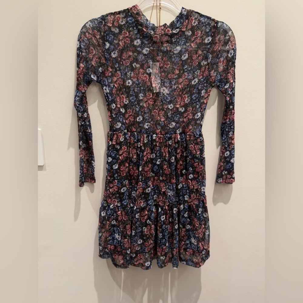 NWT- Knitworks Black, Pink & Blue Floral Dress Size 12 Girls - Picture 2 of 7